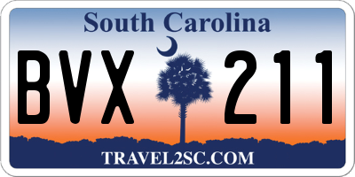 SC license plate BVX211