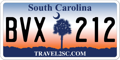 SC license plate BVX212