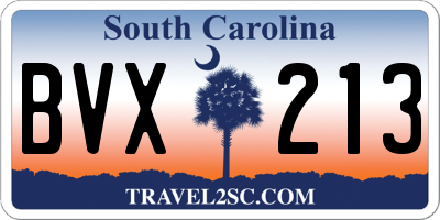 SC license plate BVX213