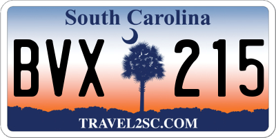 SC license plate BVX215