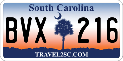 SC license plate BVX216