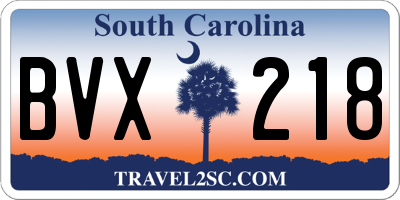 SC license plate BVX218
