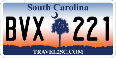 SC license plate BVX221