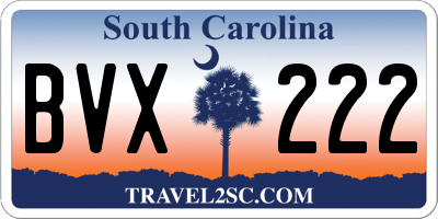 SC license plate BVX222