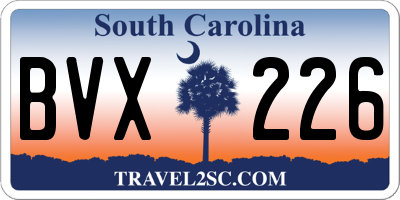 SC license plate BVX226