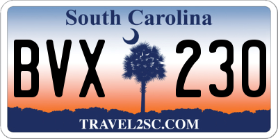 SC license plate BVX230