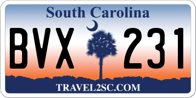 SC license plate BVX231