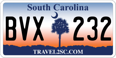SC license plate BVX232