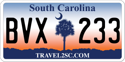 SC license plate BVX233