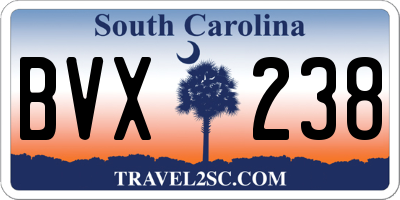 SC license plate BVX238