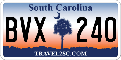 SC license plate BVX240