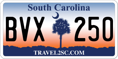 SC license plate BVX250