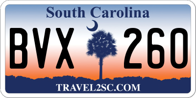 SC license plate BVX260