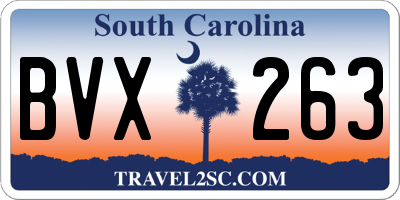 SC license plate BVX263