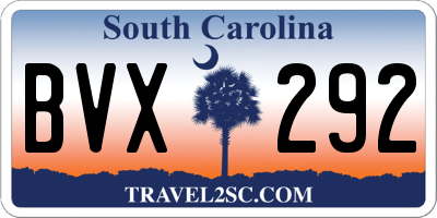 SC license plate BVX292