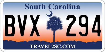 SC license plate BVX294