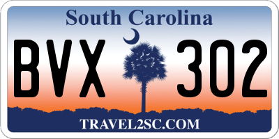 SC license plate BVX302