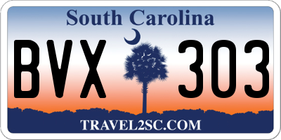 SC license plate BVX303
