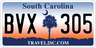 SC license plate BVX305