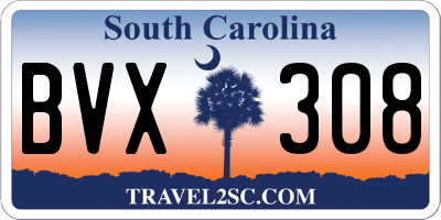 SC license plate BVX308