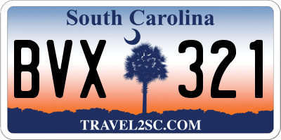 SC license plate BVX321