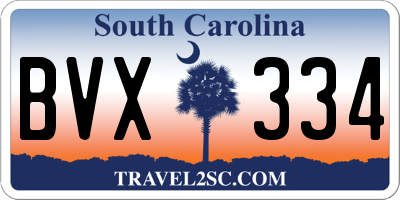 SC license plate BVX334