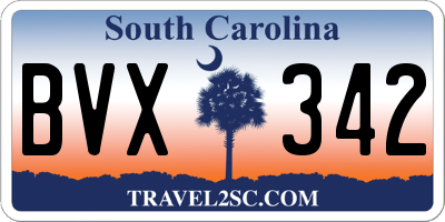 SC license plate BVX342