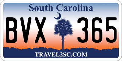 SC license plate BVX365