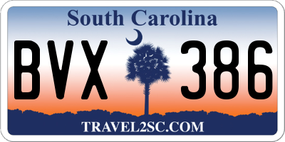 SC license plate BVX386