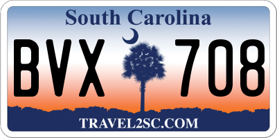 SC license plate BVX708