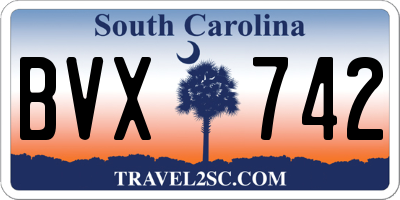 SC license plate BVX742