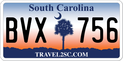 SC license plate BVX756