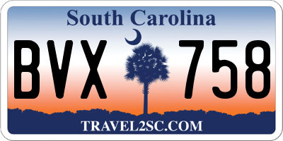 SC license plate BVX758