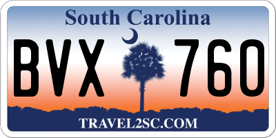 SC license plate BVX760