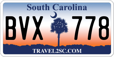 SC license plate BVX778