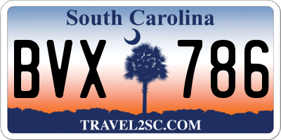 SC license plate BVX786