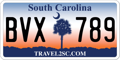 SC license plate BVX789