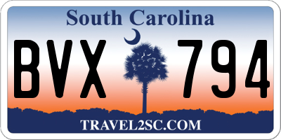 SC license plate BVX794