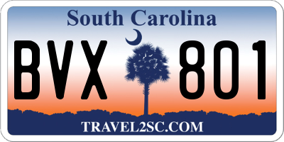 SC license plate BVX801