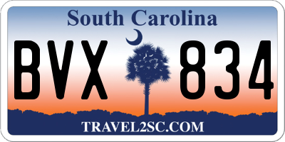 SC license plate BVX834