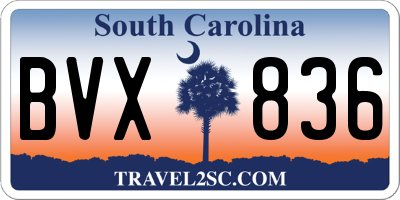SC license plate BVX836