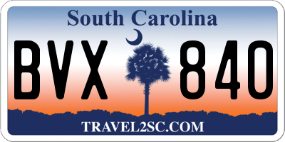 SC license plate BVX840