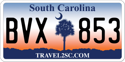 SC license plate BVX853