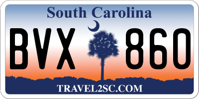 SC license plate BVX860