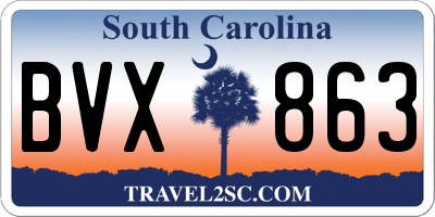 SC license plate BVX863