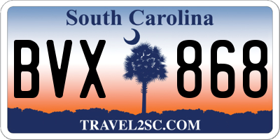 SC license plate BVX868