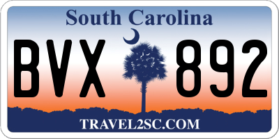 SC license plate BVX892