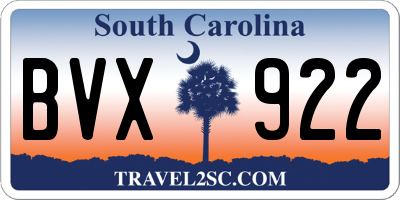 SC license plate BVX922