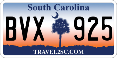 SC license plate BVX925