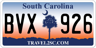 SC license plate BVX926